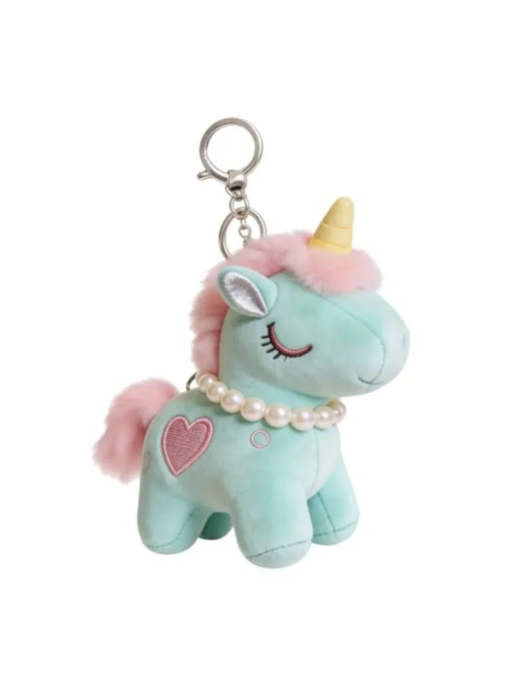 Unicorn Plush Keychain Charm with Lobster Clasp, Soft Stuffed Animal Keyring